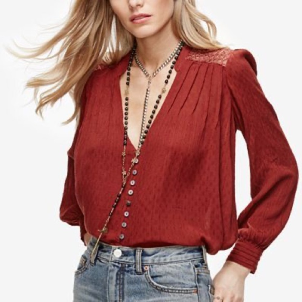 Free People Terracotta Blouse